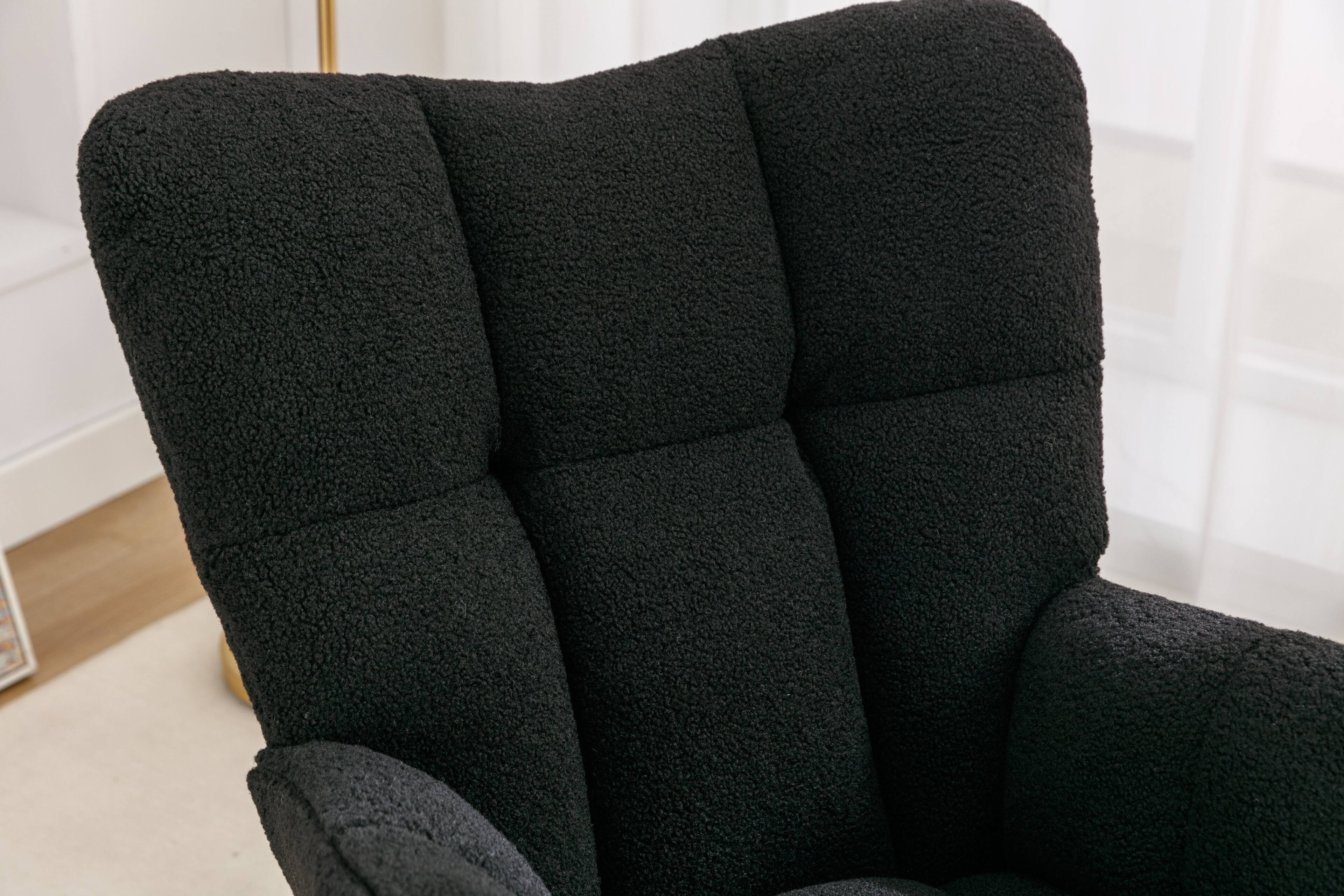 Alt View 4. GOODSILO - Teddy Fabric Rocking Glider Nursery Chair For Living Room Indoor - Black.