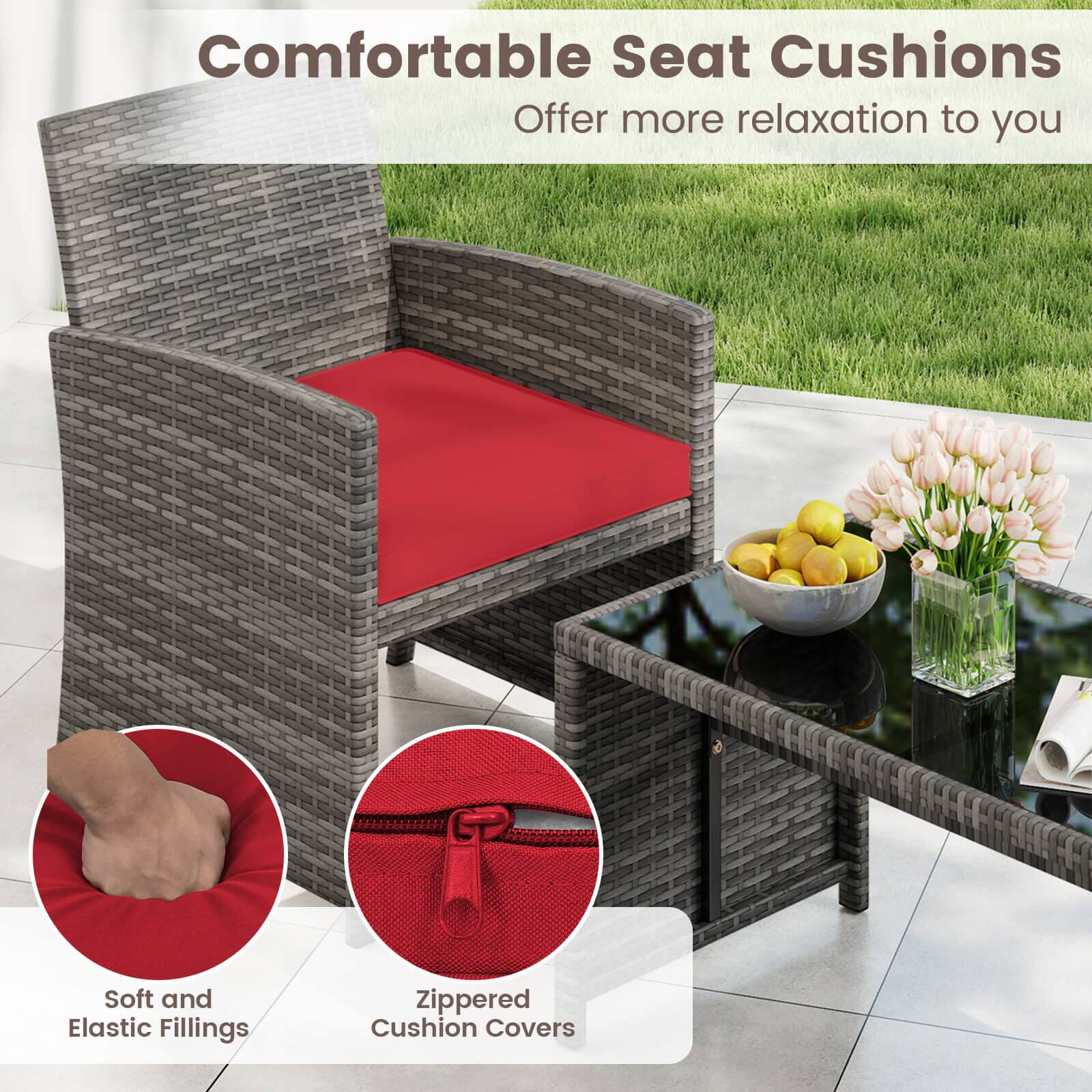 Comfortable Seat Cushions  
Offer more relaxation to you  

Soft and Elastic Fillings  
Zippered Cushion Covers