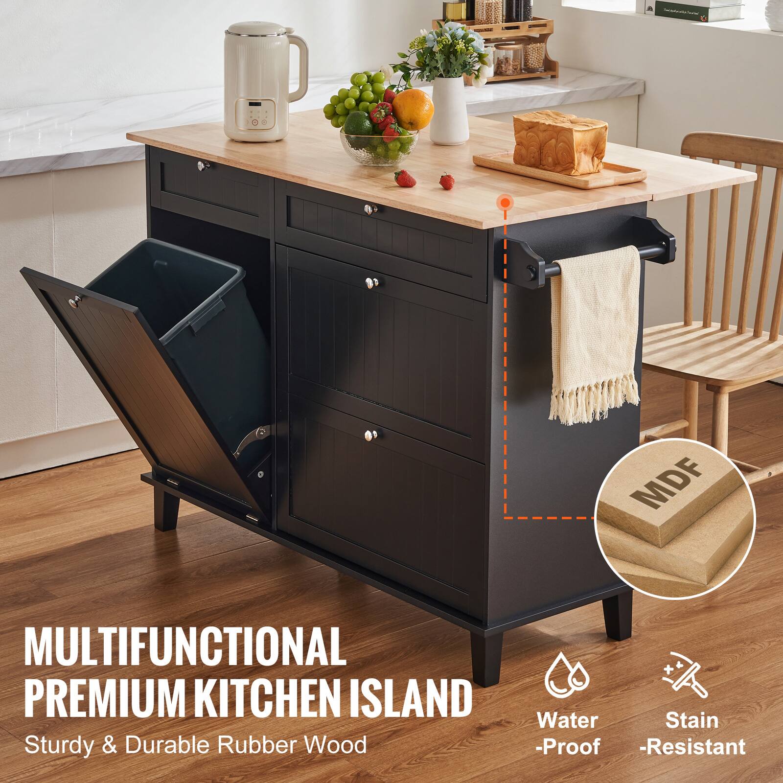 - C 06 MDF MULTIFUNCTIONAL PREMIUM KITCHEN ISLAND
- Sturdy & Durable Rubber Wood
- Water Proof
- Stain Resistant