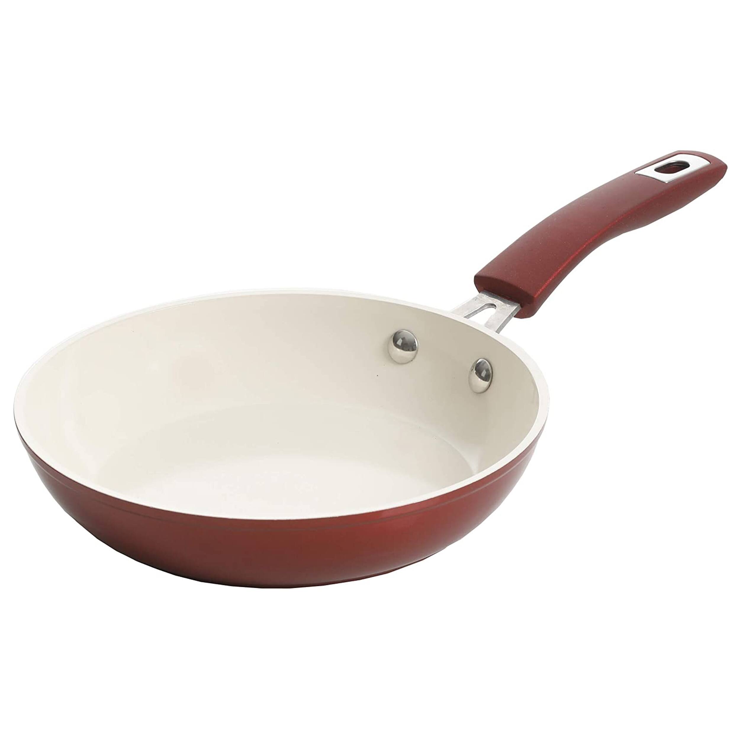 Alt View 4. Kenmore - Kenmore Arlington 12 Piece Aluminum Ceramic Coated Nonstick Cookware Set in Metallic Red - Metallic Red.
