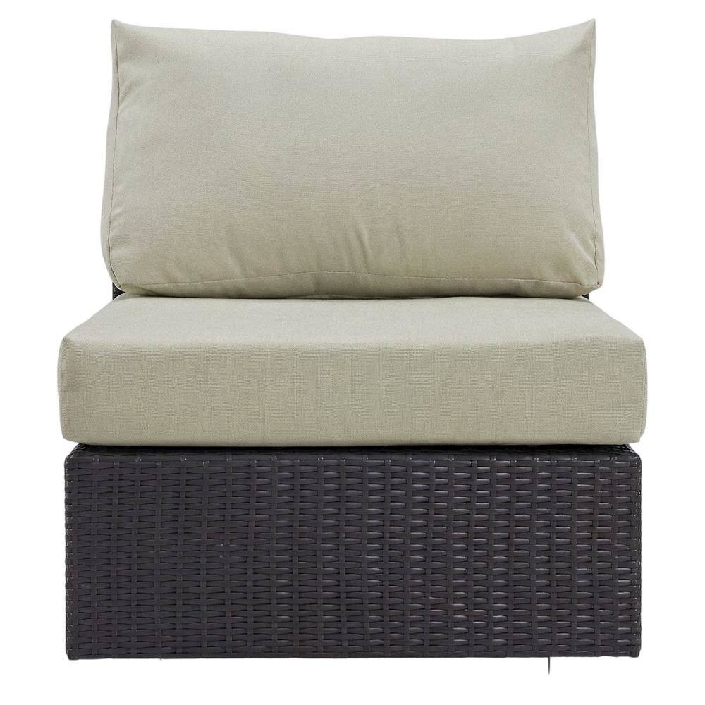 Back. Outdoor Escape - Outdoor Patio Armless Lounge Chair With Back And Seat Cushions - Beige.