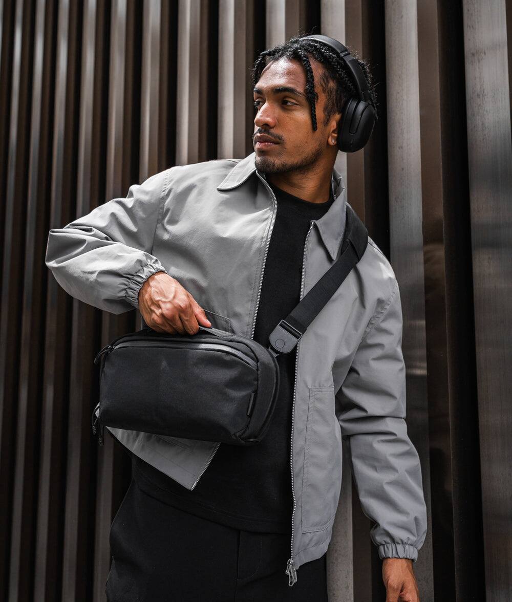 Alt View 10. ALPAKA - Gaming Sling Bag for Switch 2/Steam Deck/ROG Ally, Game Card Holder (20), 3.5L EDC Crossbody, Water-Resistant - Black Axoflux 400D Washed Nylon.