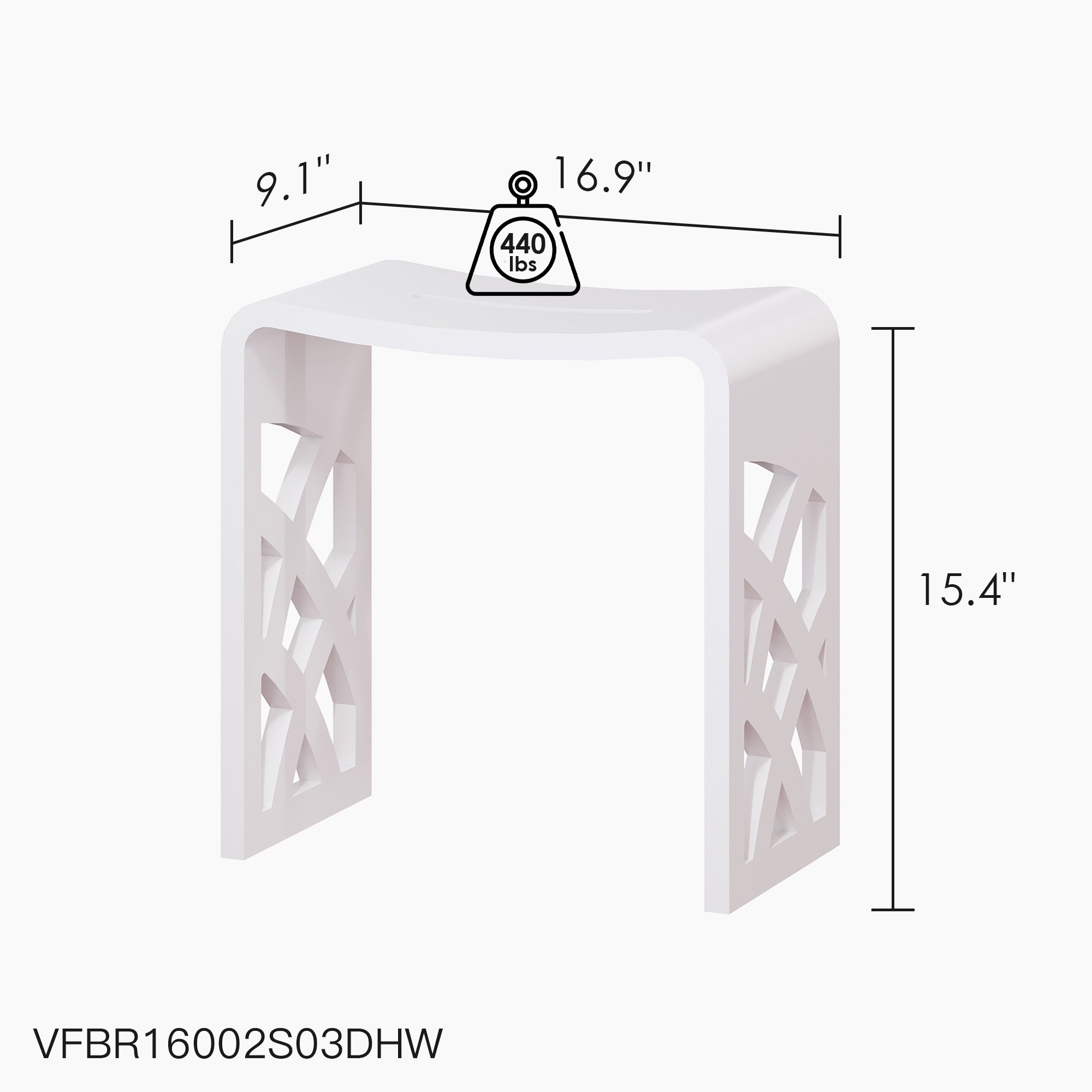 VFBR16002S03DHW, 15.4", 9.1", 16.9", 440 lbs
