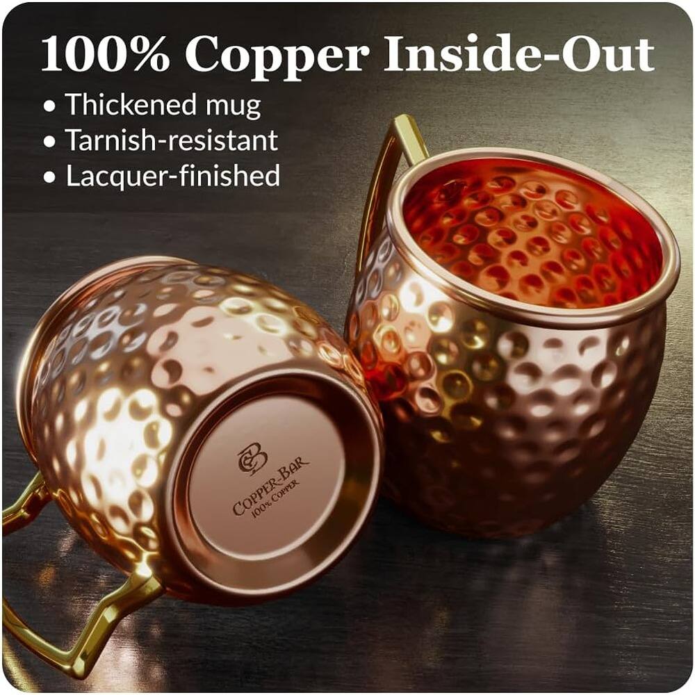 100% Copper Inside-Out  
- Thickened mug  
- Tarnish-resistant  
- Lacquer-finished  

COPPER-BAR  
100% COPPER