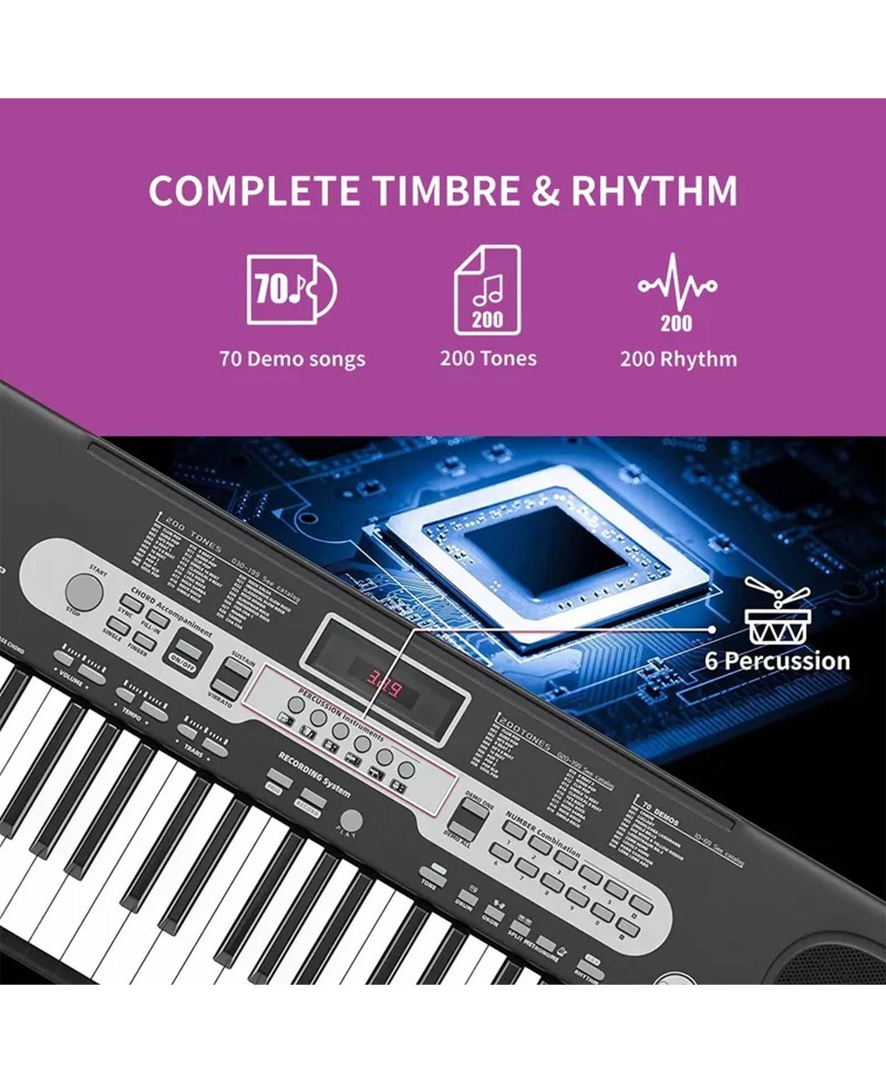 Sugift 61 Key Electronic Keyboard Piano with Stand, Stool