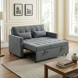 Kadyn - 3-in-1 Convertible Sofa Bed, 5-Level Adjustable Backrest Transforms from Loveseat to Chaise & Full Bed - Gray