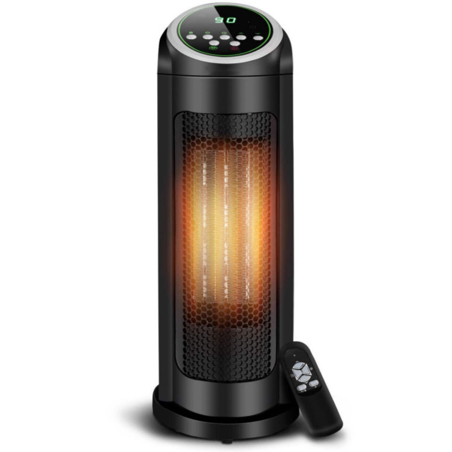 LUCKY ONE - 1500W Oscillating PTC Ceramic Space Heater with Remote & Thermostat - Portable for Home - Black
