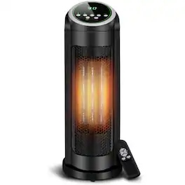 LUCKY ONE - 1500W Oscillating PTC Ceramic Space Heater with Remote & Thermostat - Portable for Home - Black