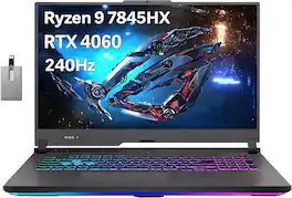 ASUS - ROG Strix G17 17.3" QHD Gaming Laptop,Ryzen 9-7845HX,GeForce RTX 4060,32GB DDR5,1TB SSD,Win 11+32GB USB Card - Gray