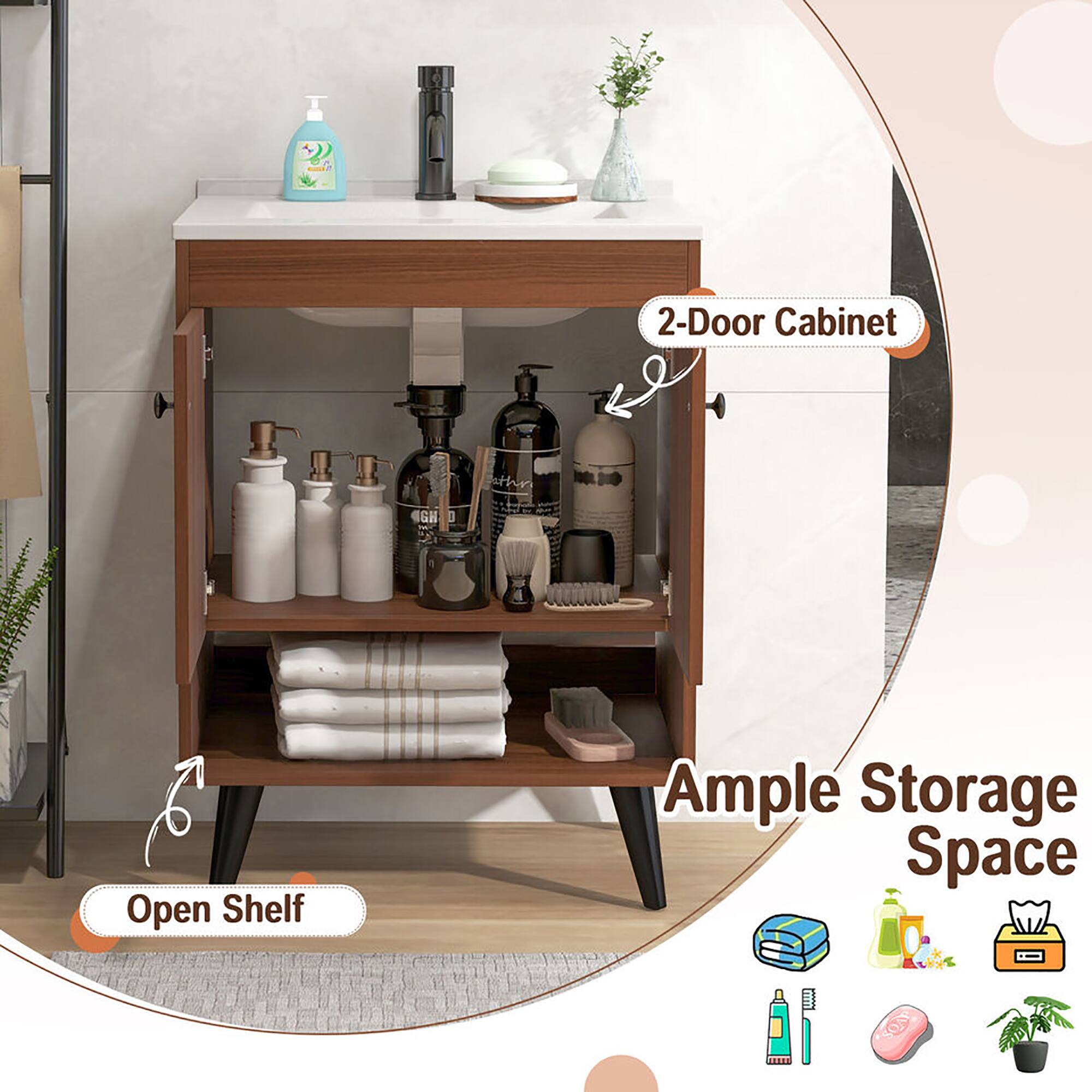 2-Door Cabinet  
Open Shelf  
Ample Storage Space