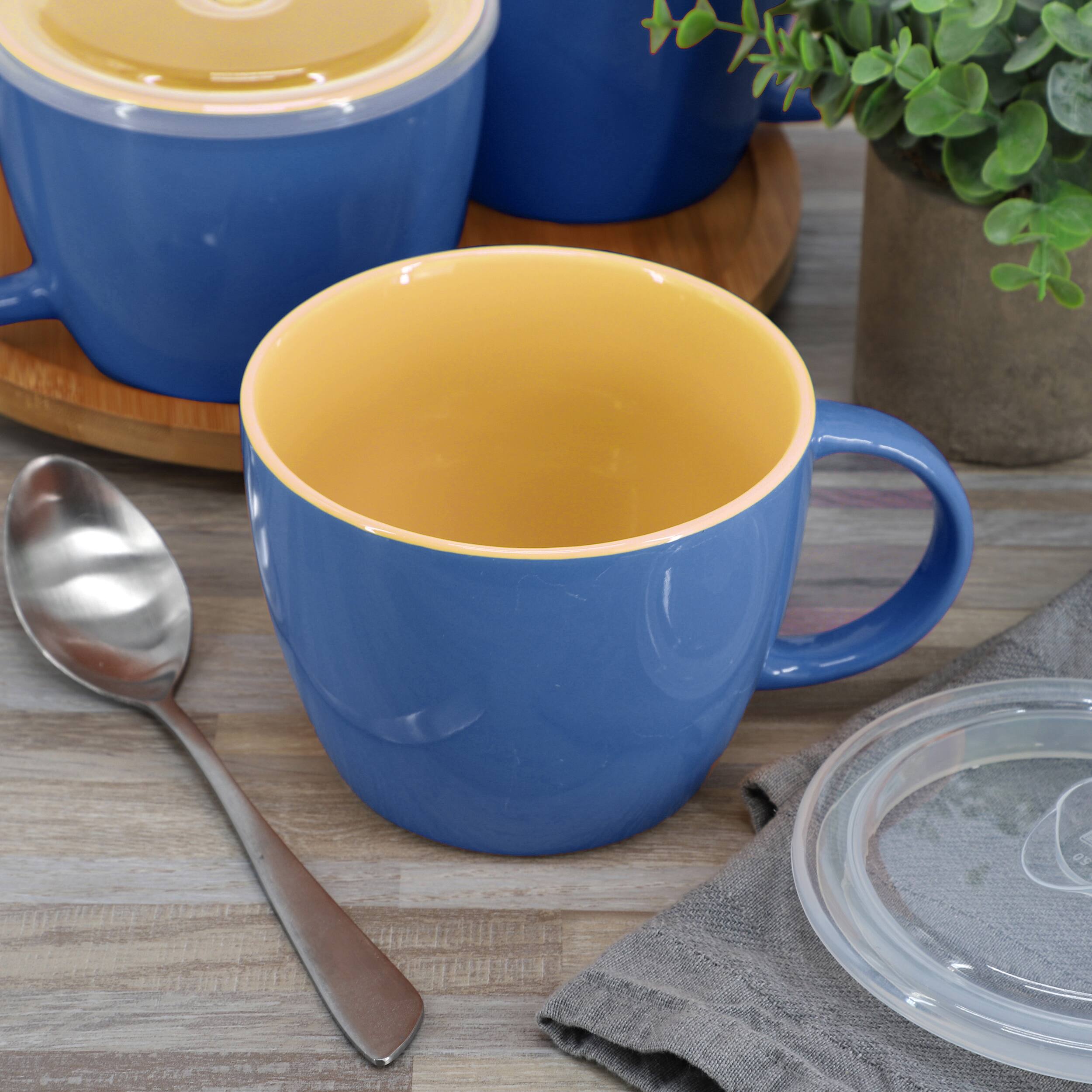 Alt View 4. Gibson - Gibson Home On The Go 4 Piece 25 Ounce Stoneware Soup Cup Set with Lid in Blue - Blue.