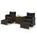 Front. Costway - 5 Piece Patio Rattan Furniture with 2 Ottomans & Tempered Glass Coffee Table - Black + Mix Brown.