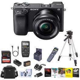 Bundle - Sony - a6400 Mirrorless Digital Camera with 16-50mm Lens - w/ Bag, SD Card & Reader, Battery, Cleaning Kit, Card