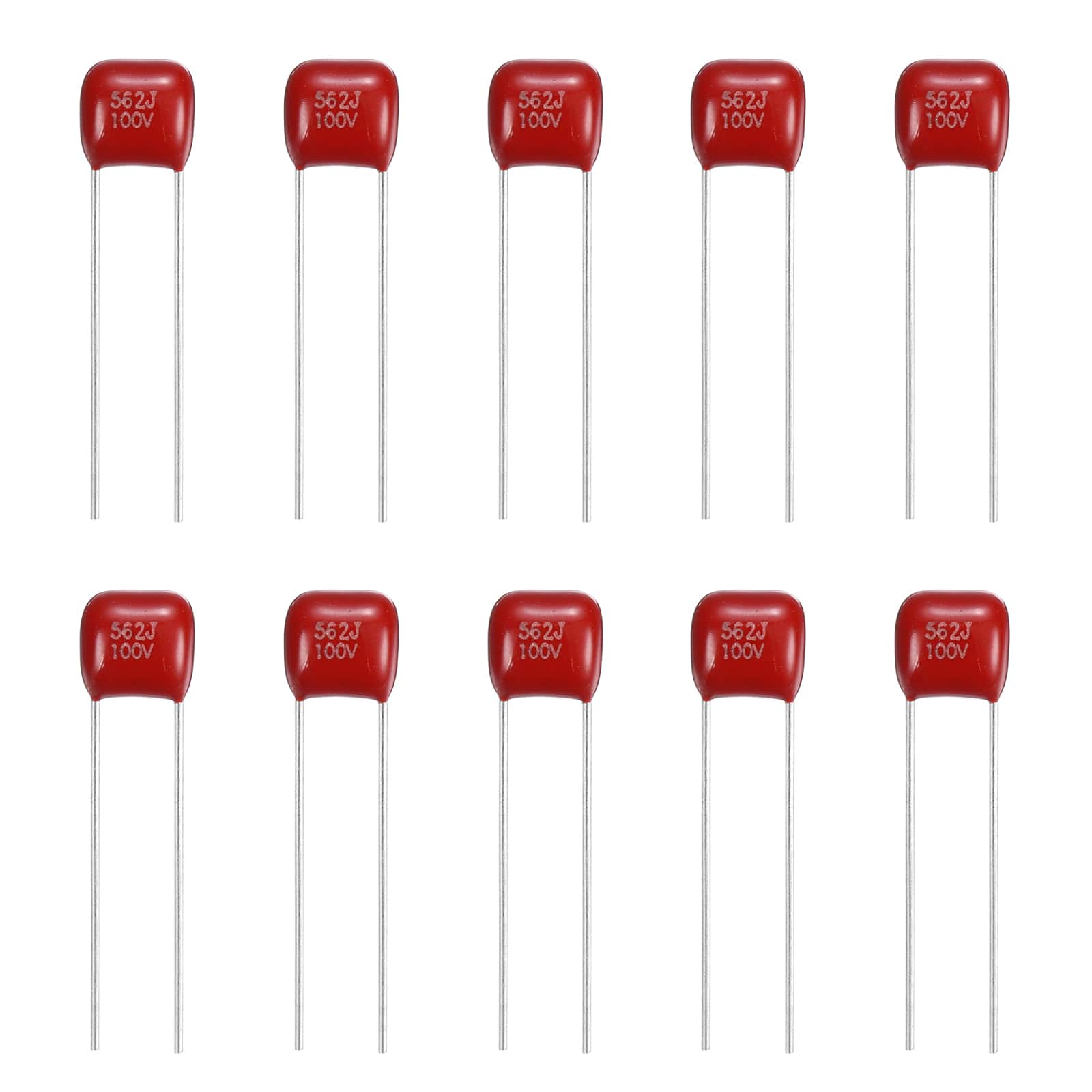 Unique Bargains - 20pcs 0.0056uF 100V CBB21/CBB22 Metallized Polypropylene Film Capacitor Kit for Electronics - Red