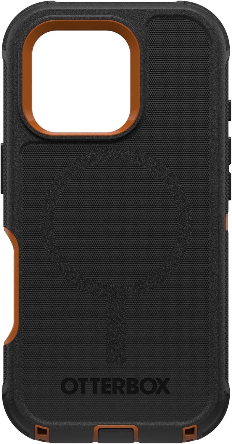 Alt View 2. OtterBox - OtterBox - Defender Series Pro Hard Shell for MagSafe for Apple iPhone 16 Pro - Iron Eclipse (Black & Orange).