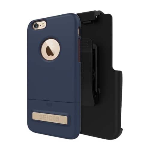 Seidio - SURFACE Combo Case for Apple® iPhone® 6 and 6s - Midnight Blue/Chocolate Brown - Larger Front