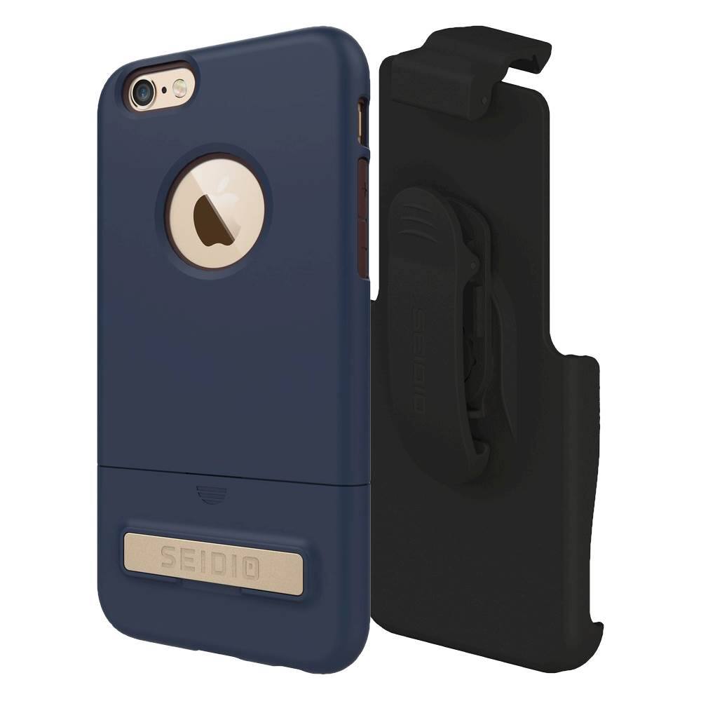 Seidio - SURFACE Combo Case for Apple iPhone 6 Plus/6S Plus - Midnight Blue/Chocolate Brown - Larger Front