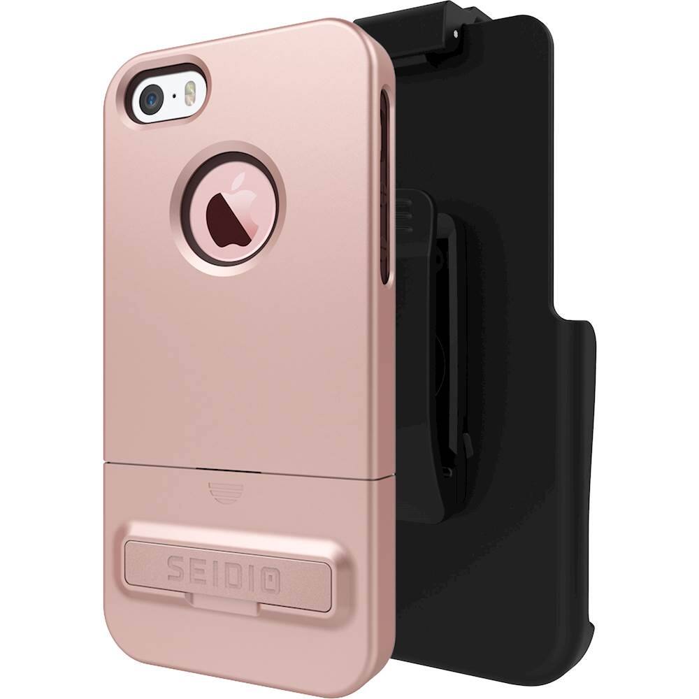 Front. Seidio - SURFACE Combo Case for Apple® iPhone® 5, 5s and SE - Chocolate Brown/Rose Gold.