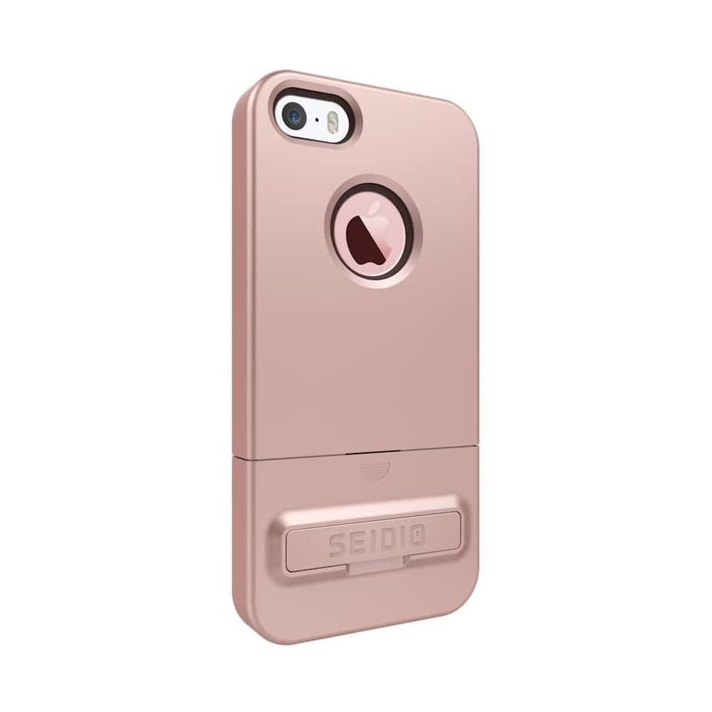 Angle. Seidio - SURFACE Case for Apple® iPhone® SE - Brown/Rose Gold.