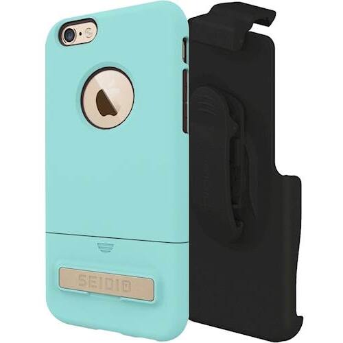 Seidio - SURFACE Combo Case for Apple® iPhone® 6 Plus and 6s Plus - Aqua/Chocolate Brown - Larger Front