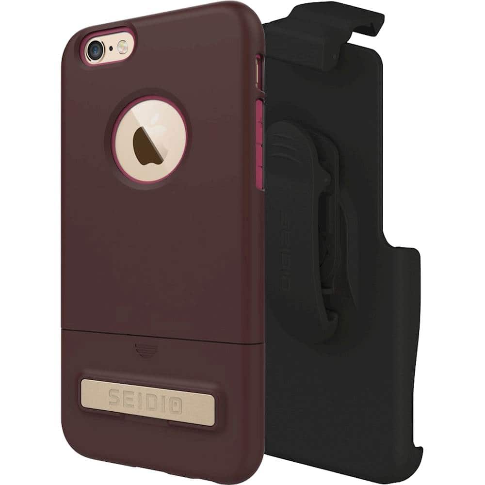 Seidio - SURFACE Combo Case for Apple® iPhone® 6 and 6s - Brown/Dark Pink - Larger Front