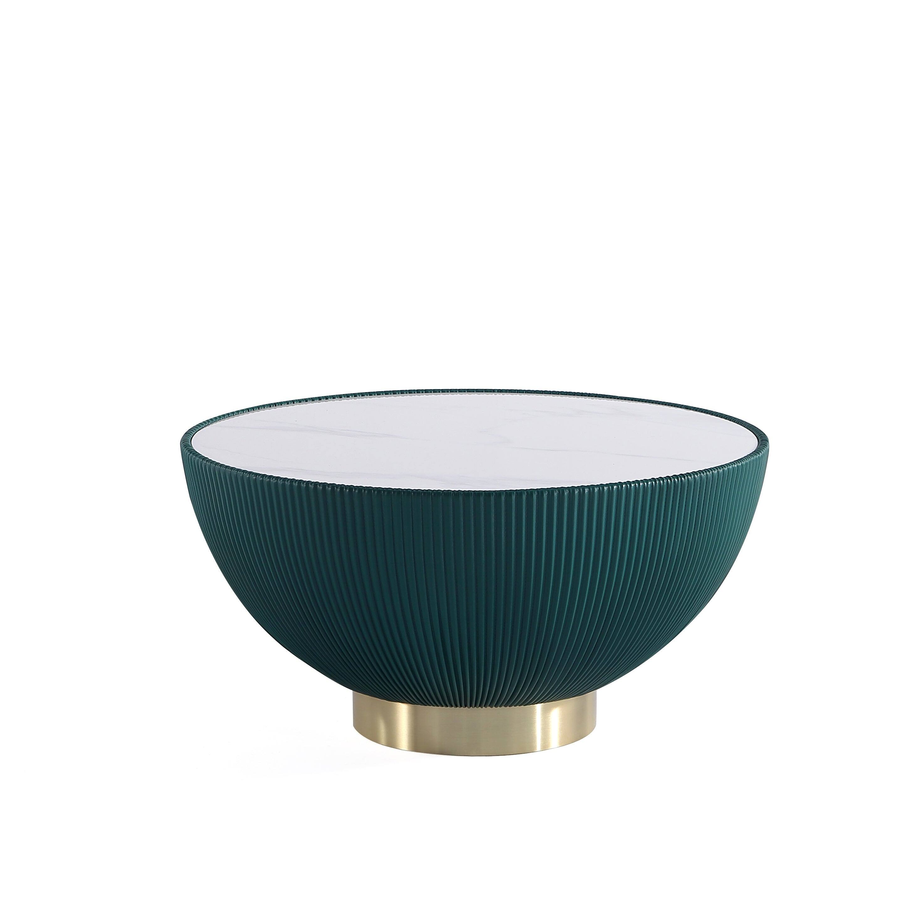 Front. Manhattan Comfort - Anderson Modern Sintered Stone Top Upholstered Coffee Table - Green.