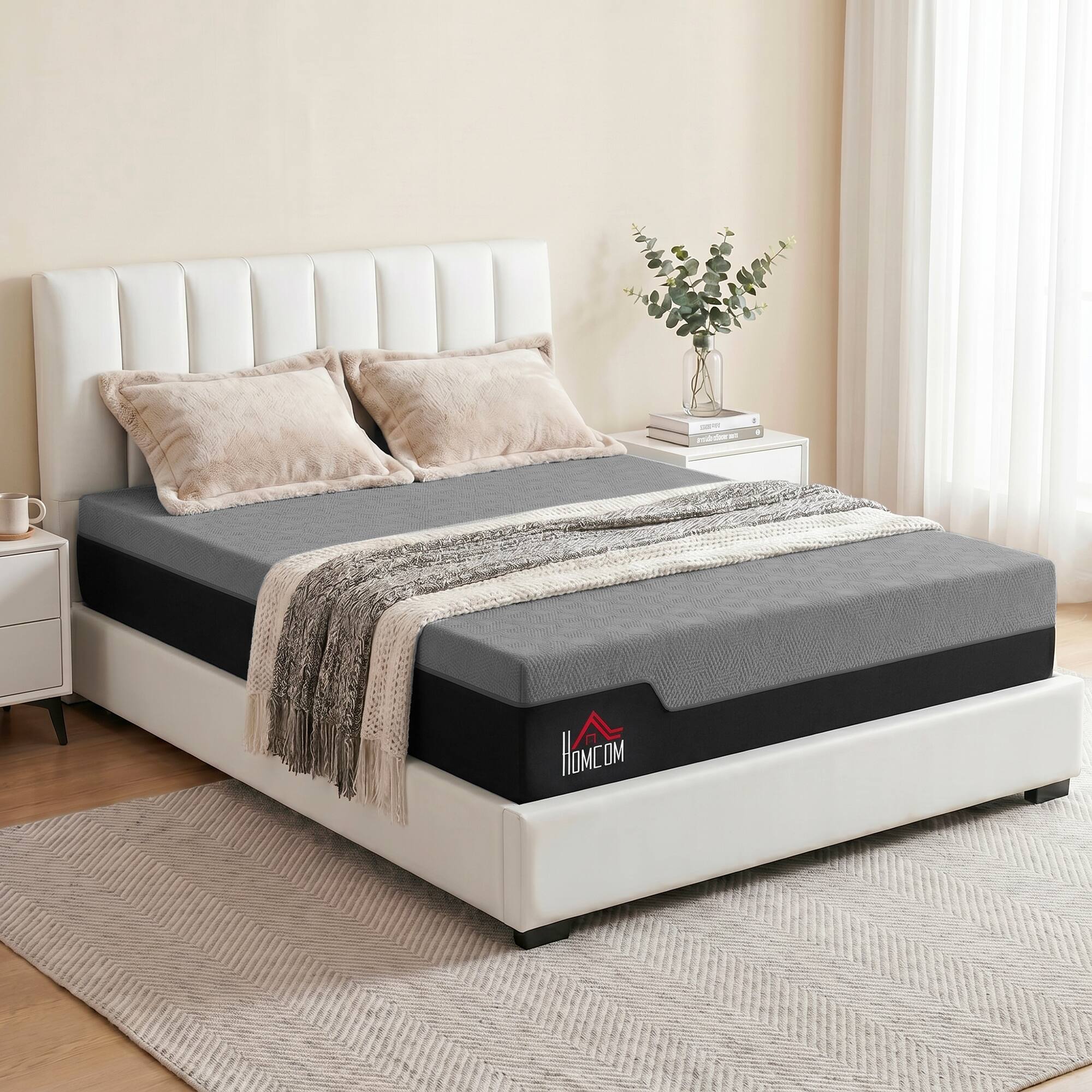 Alt View 7. Homcom - Mattress, 12 Inch Memory Foam Mattress for Pressure Relief, Graphene Gel Cooling Copper Bed in a Box - Gray.