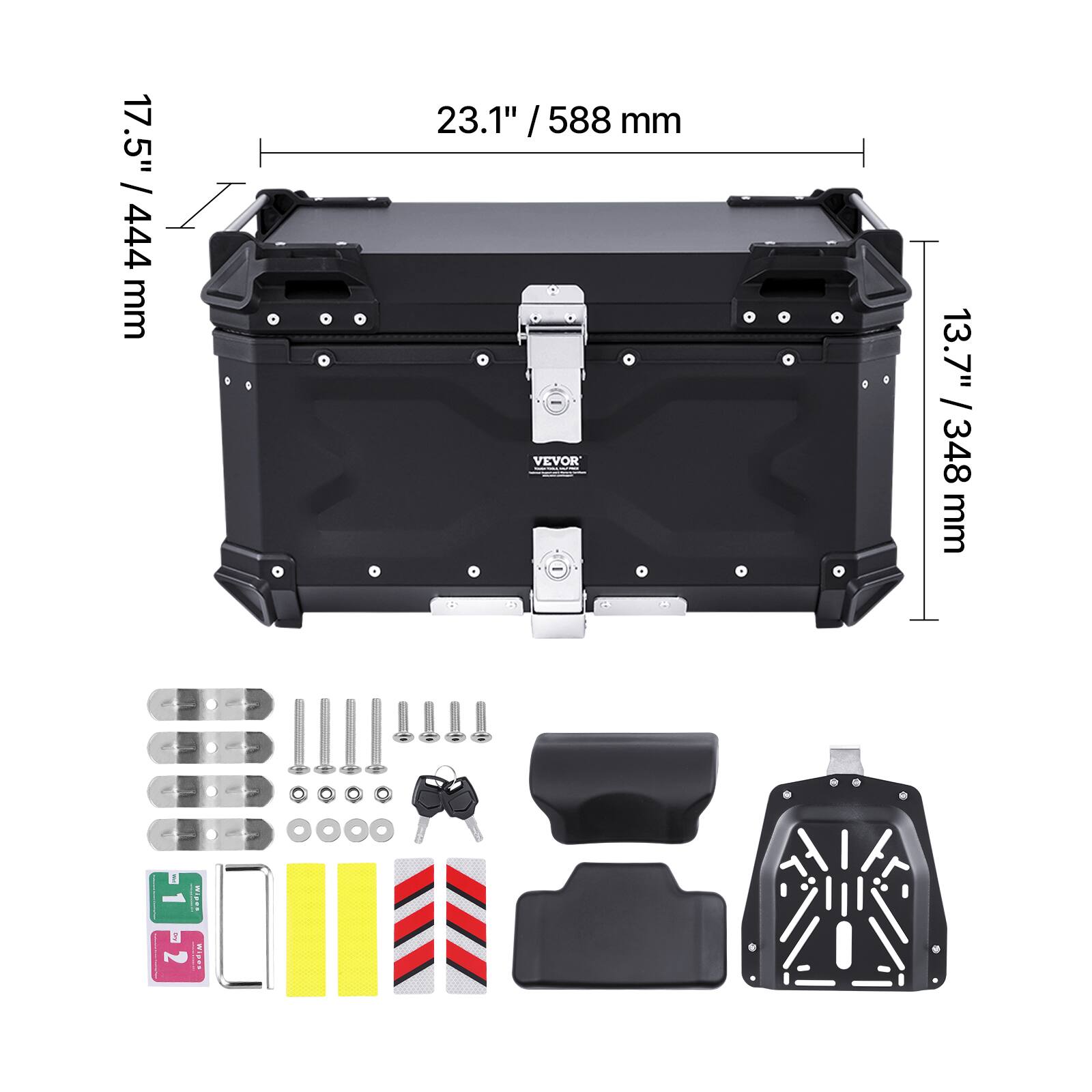 17.5" / 444 mm  
23.1" / 588 mm  
13.7" / 348 mm  

VEVOR