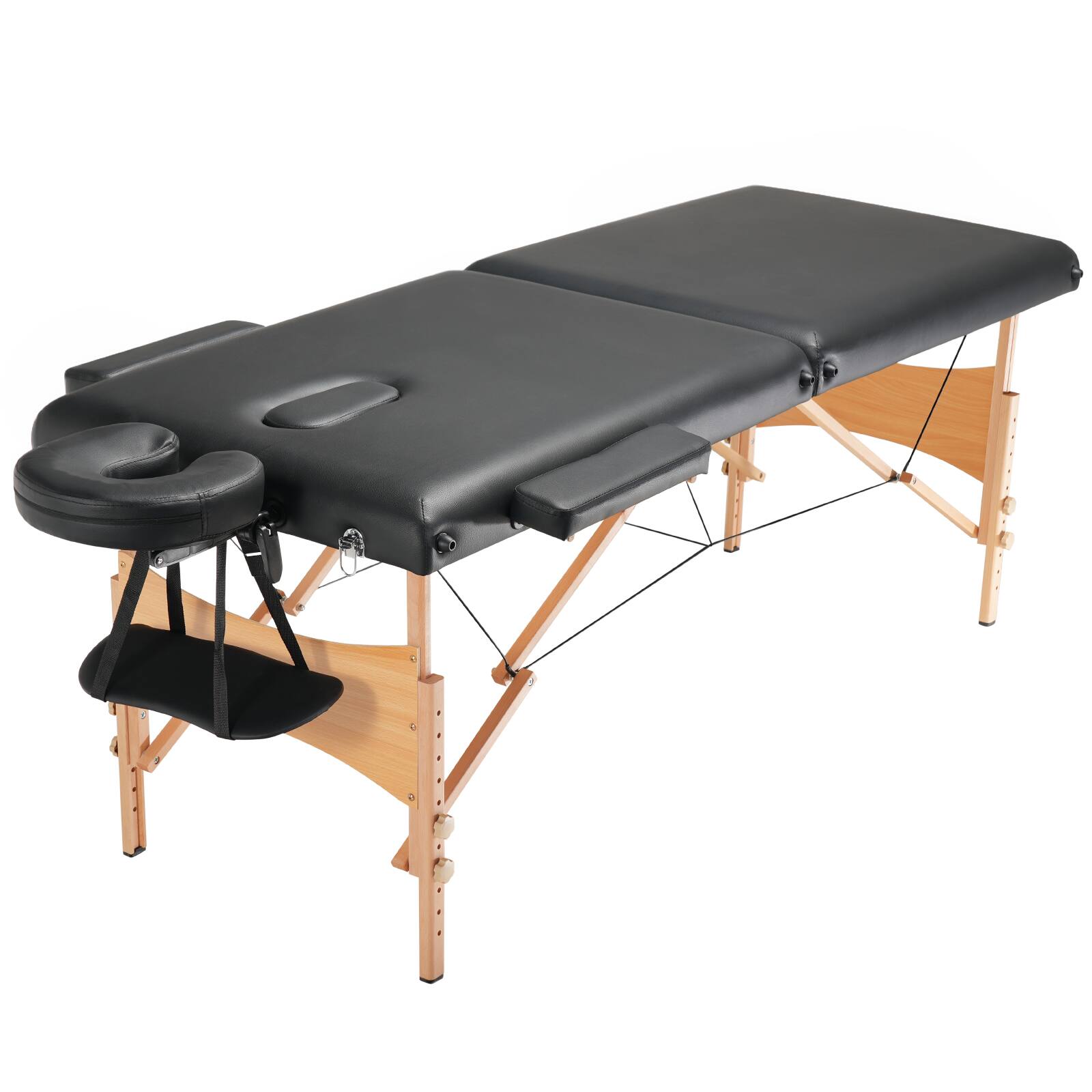 Alt View 5. VEVOR - Portable Massage Table 28" W, 2 Folding Lightweight Massage Table, 8-Level Height Adjustable Salon Tattoo Bed - Black.