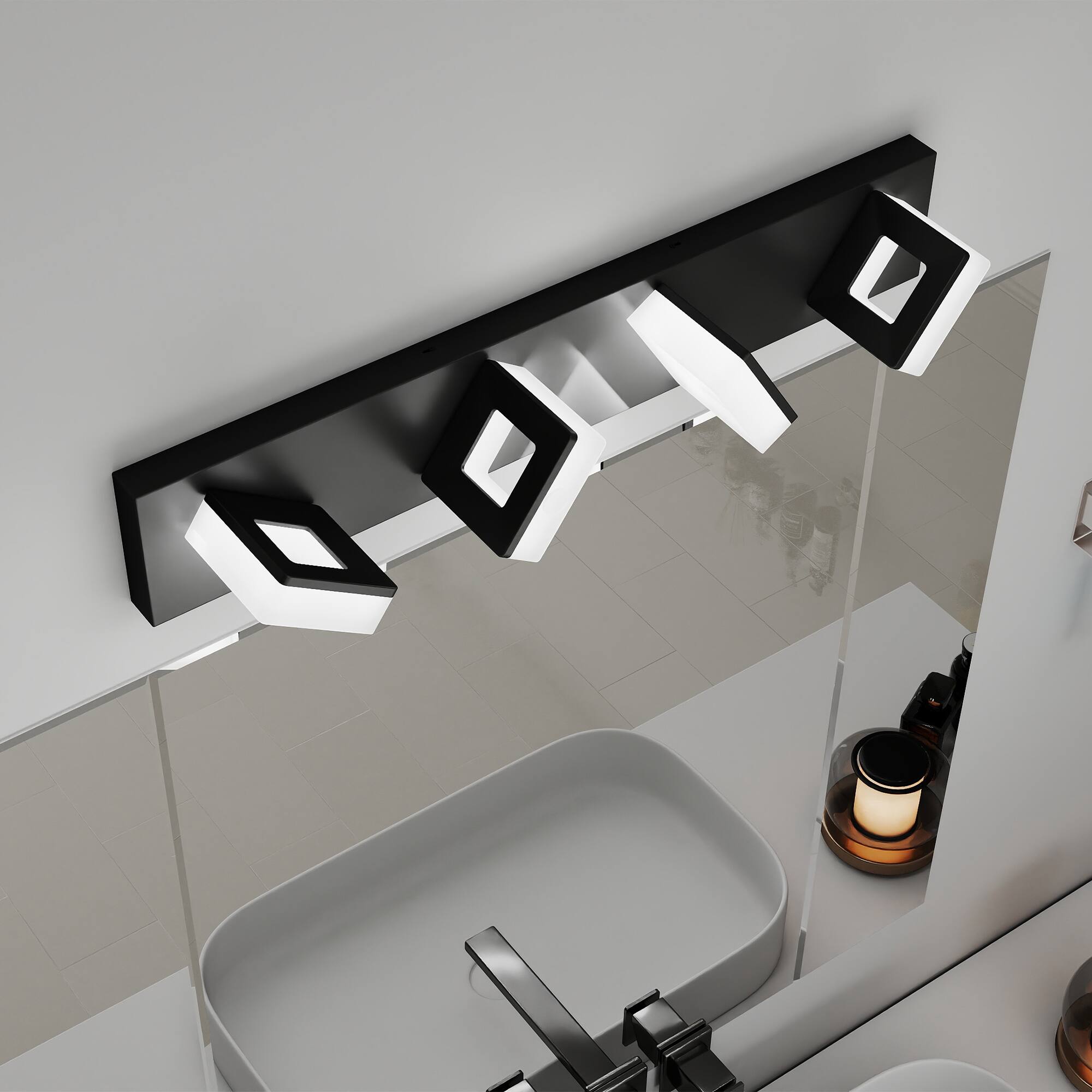 Left. HOMLUX - 25.59 in. 4 Lights Black LED Vanity Light Bar with Acrylic Shade.