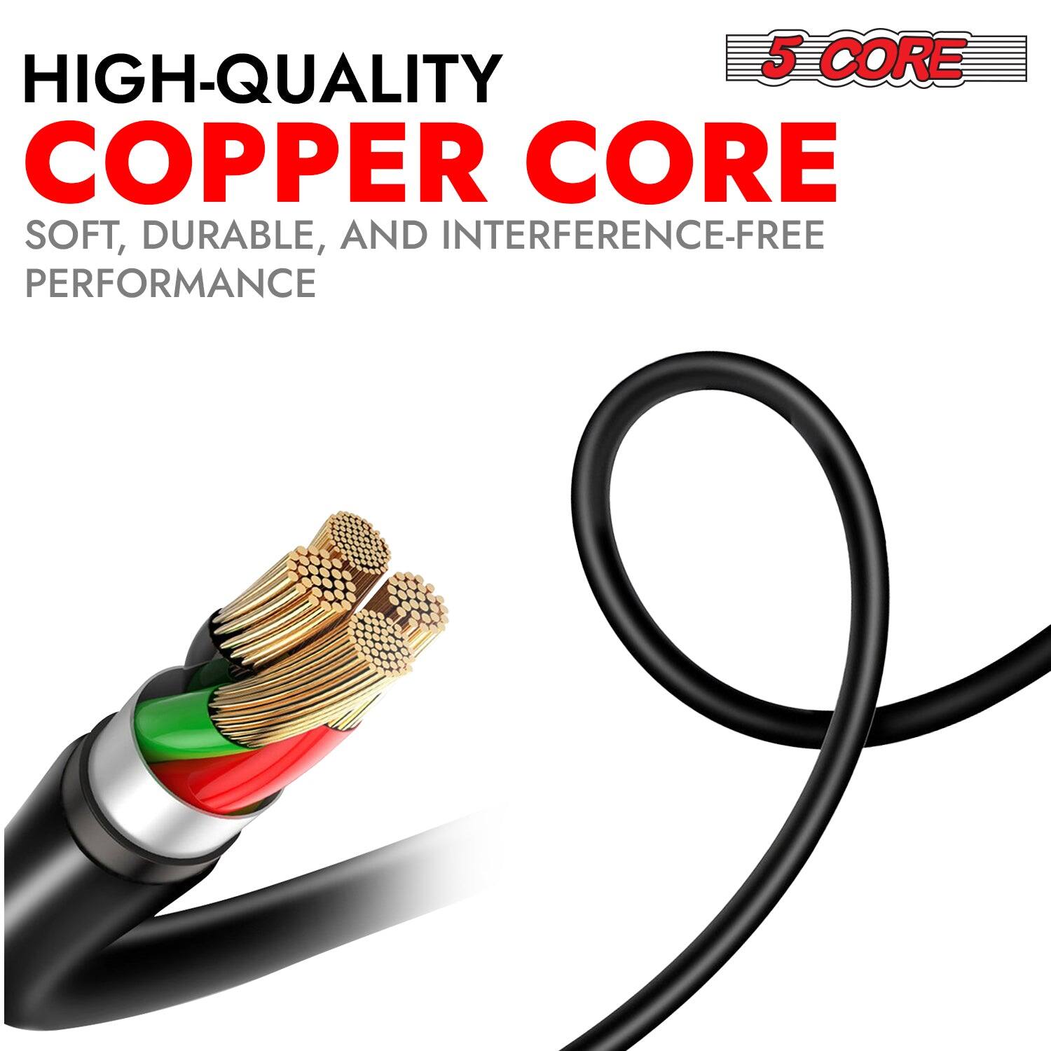 HIGH-QUALITY COPPER CORE, 5 CORE, SOFT, DURABLE, AND INTERFERENCE-FREE PERFORMANCE
