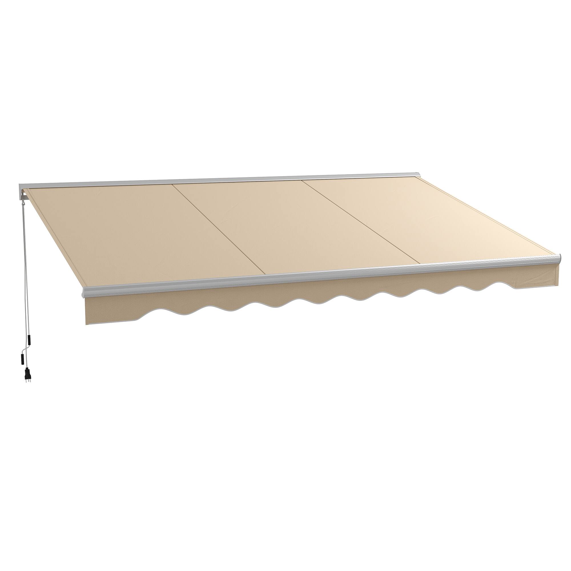Outsunny - 16.5' x 10' Electric Awning with LED Lights, Retractable Awning, UV40+ Sun Shade Shelter with Remote Controller - Cream White