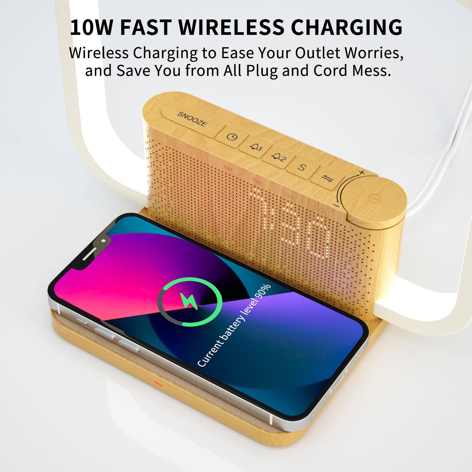 10W FAST WIRELESS CHARGING  
Wireless Charging to Ease Your Outlet Worries, and Save You from All Plug and Cord Mess.  

Current battery level: 90%