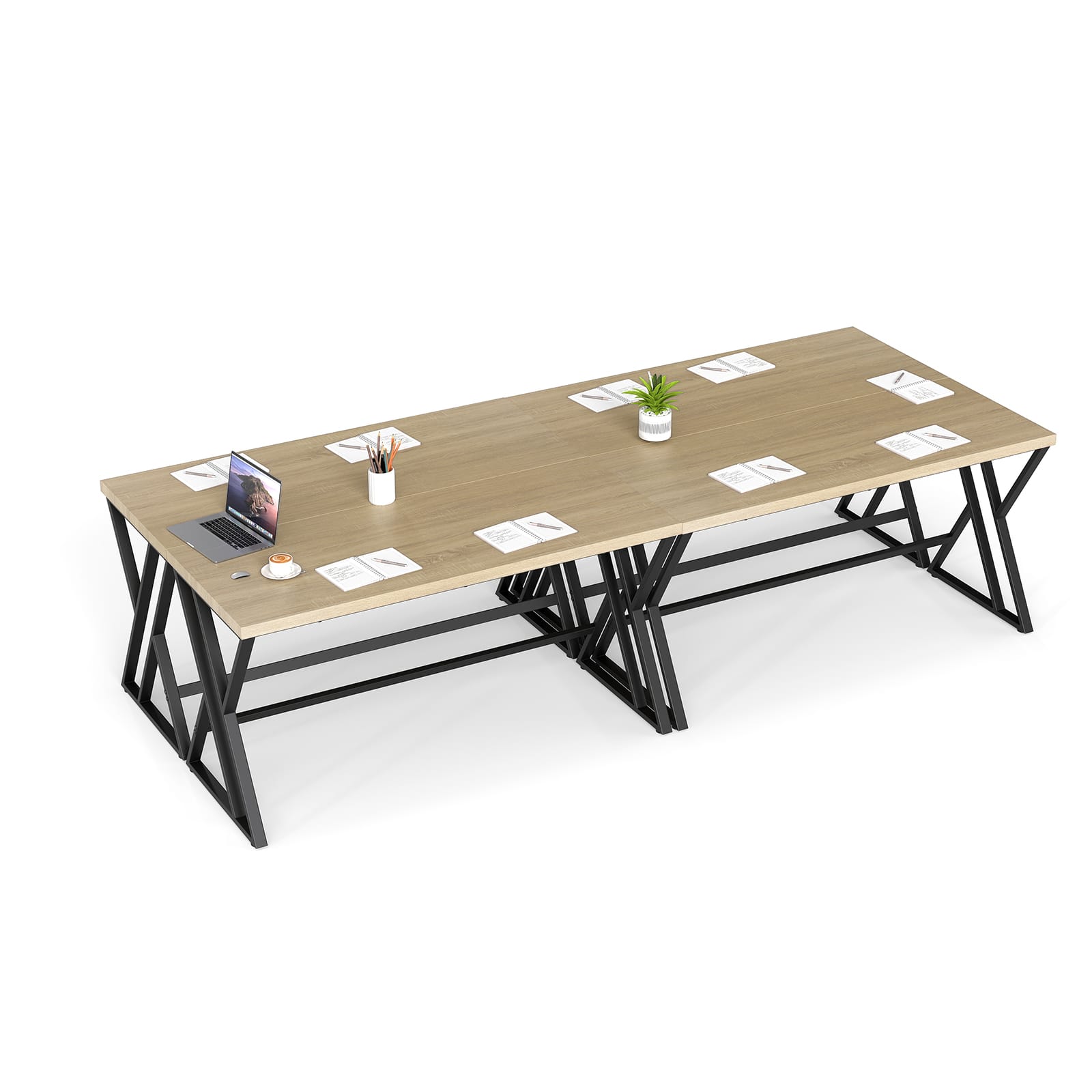 Gymax - 4PCS 59'' Computer Desk Large Industrial Home Office Desk w/Heavy-duty Metal Frame - Black