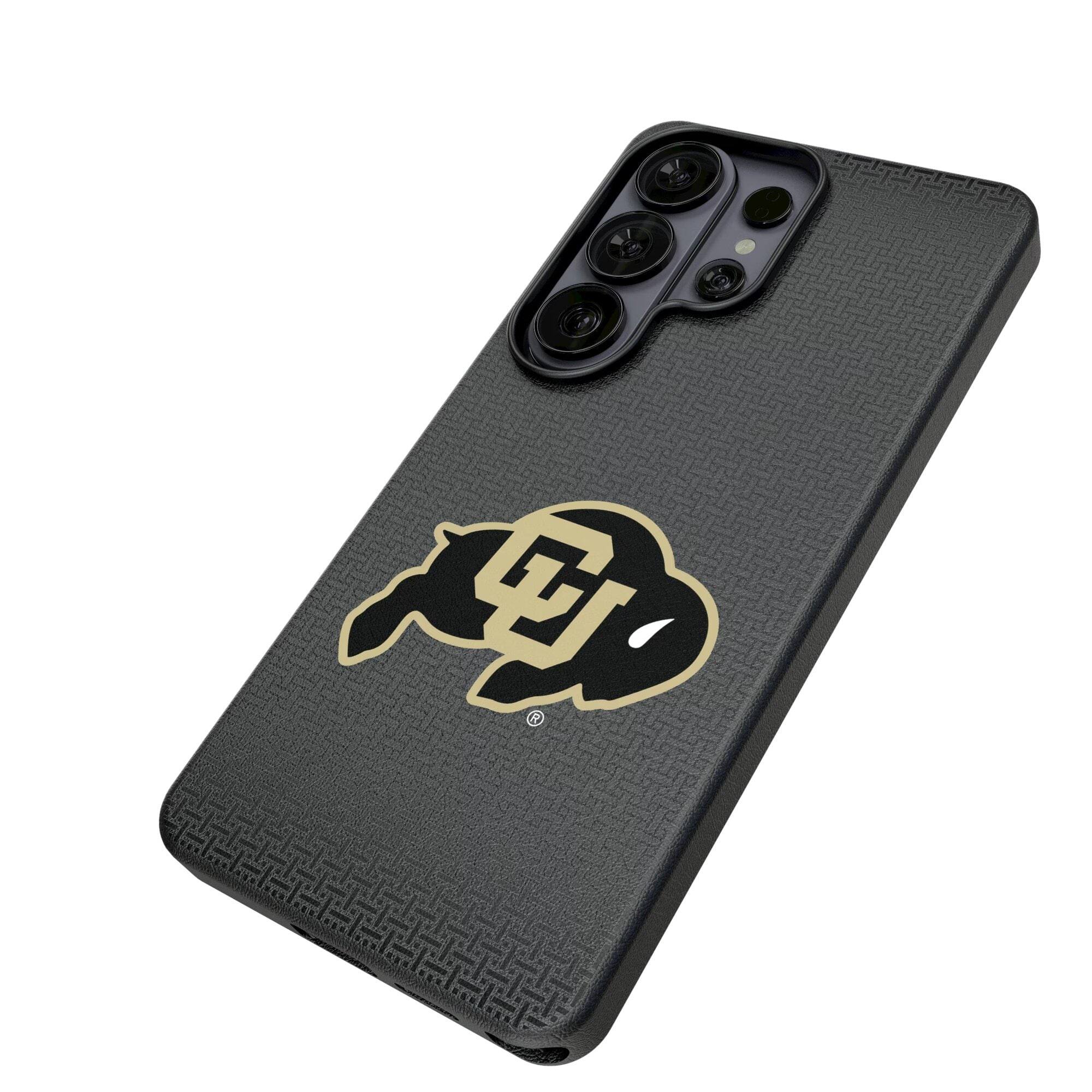 Alt View 1. Keyscaper - Colorado Buffaloes Linen Galaxy Magnetic Bump Case - S25 Ultra - Black.