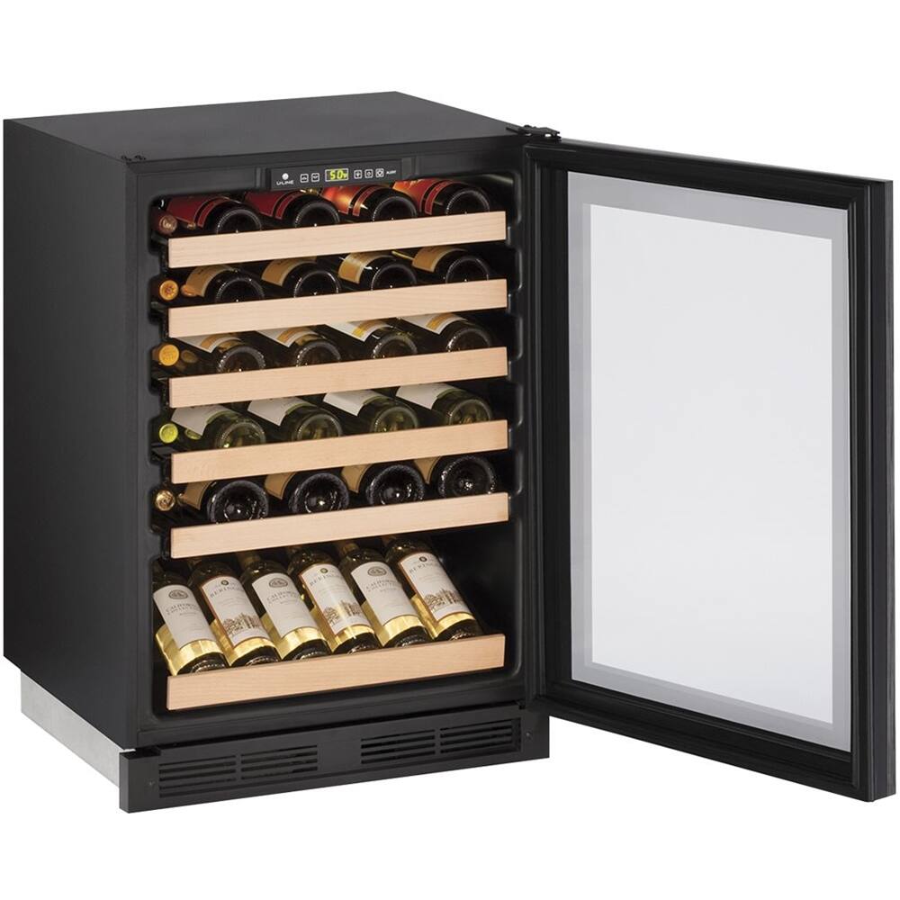 Left View: U-Line - Wine Captain 48-Bottle Built-In Wine Cooler - Black