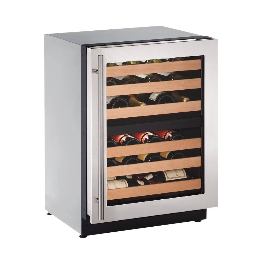 Front. U-Line - Wine Captain 43-Bottle Wine Cooler - Stainless Steel.
