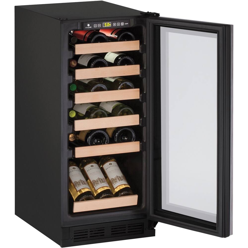 Left View: U-Line - Wine Captain 24-Bottle Wine Cooler - Silver