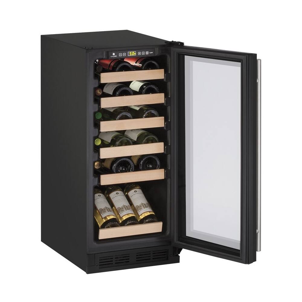 Left View: U-Line - Wine Captain 24-Bottle Wine Cooler - Black