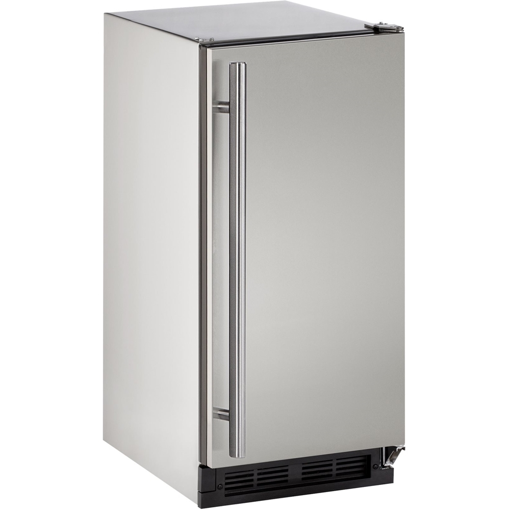 Angle View: U-Line - 1000 Series 14.9" 25 lb Freestanding Icemaker - Stainless steel