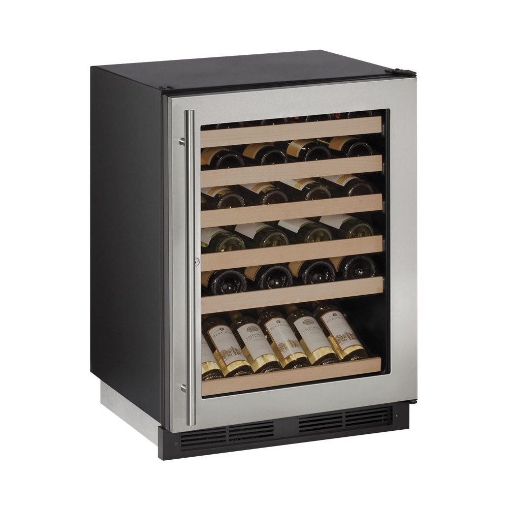 Angle View: U-Line - Wine Captain 48-Bottle Built-In Wine Cooler - Stainless steel