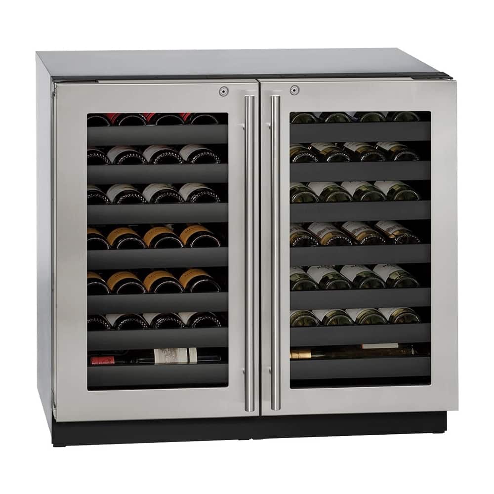 Angle. U-Line - Wine Captain 62-Bottle Built-In Wine Cooler - Stainless Steel.