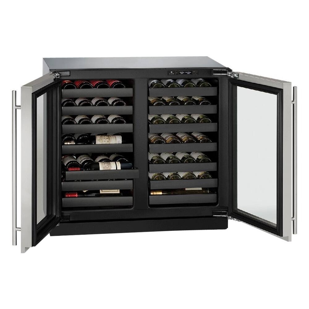 Left. U-Line - Wine Captain 62-Bottle Built-In Wine Cooler - Stainless Steel.