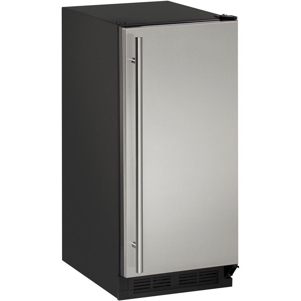 Angle View: U-Line - 1000 Series 14.9" 60 lb Freestanding Icemaker - Stainless steel