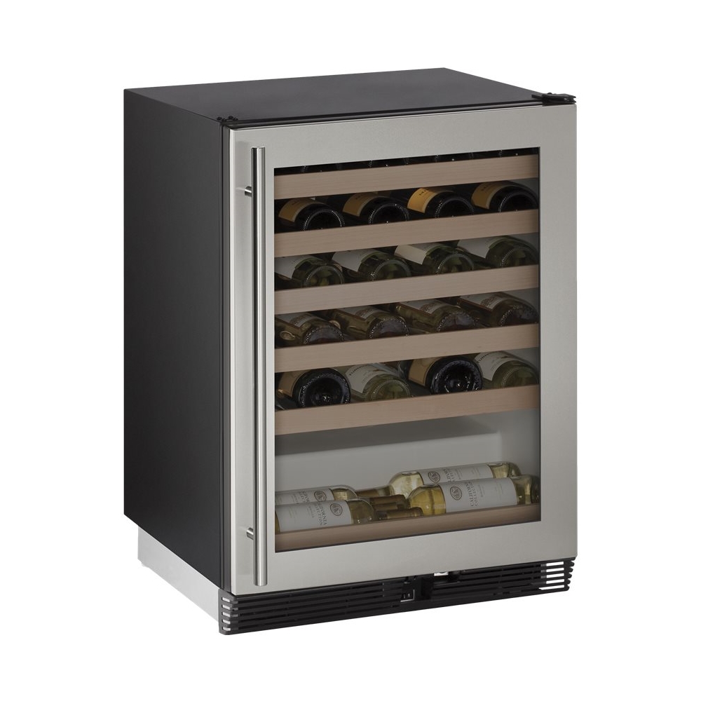 Angle View: U-Line - Wine Captain 48-Bottle Built-In Wine Cooler - Stainless steel