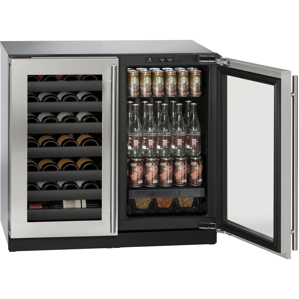 Angle View: U-Line - Modular 3000 Series 31-Bottle Built-In Wine Refrigerator - Stainless steel