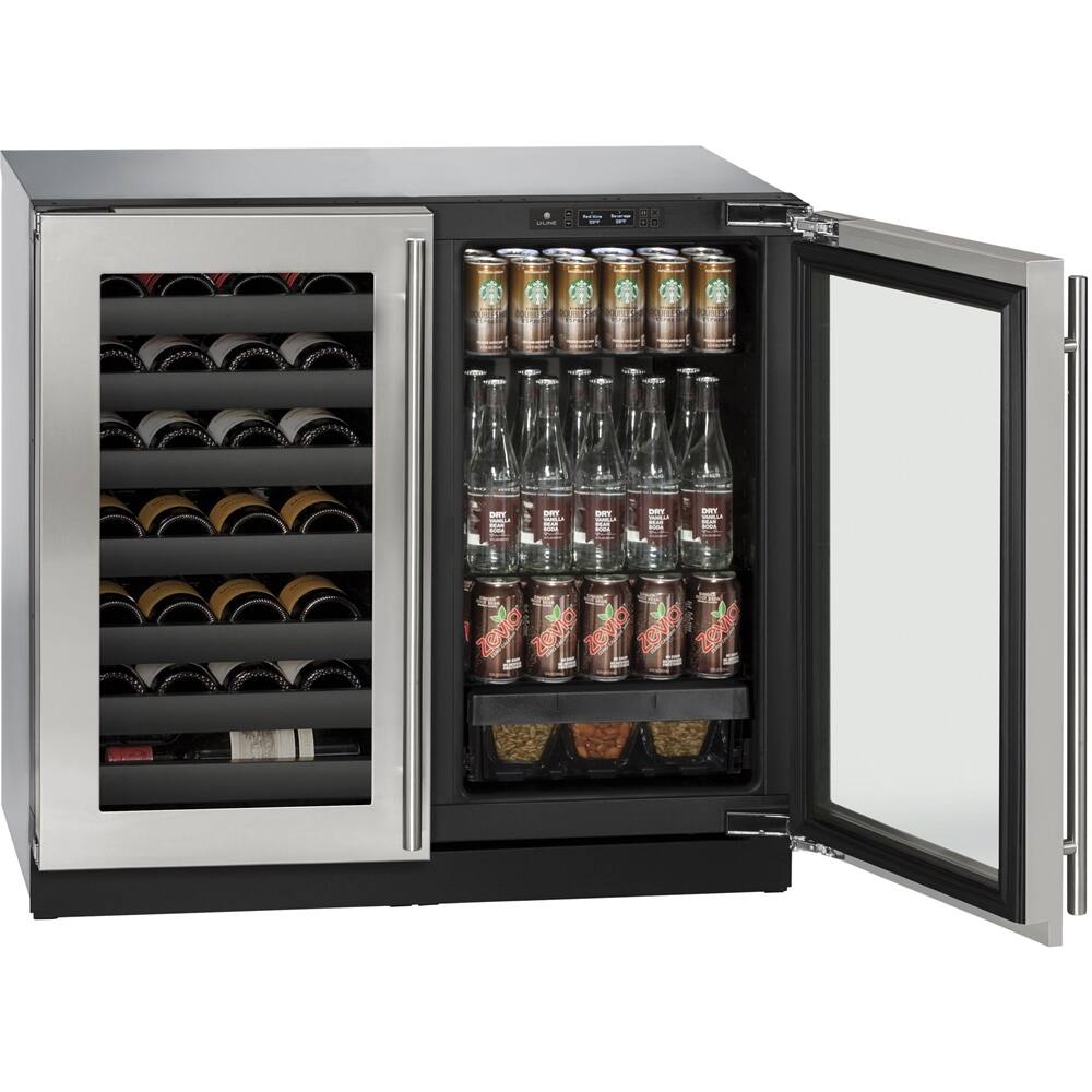 Angle. U-Line - Modular 3000 Series 31-Bottle Built-In Wine Refrigerator - Stainless Steel.