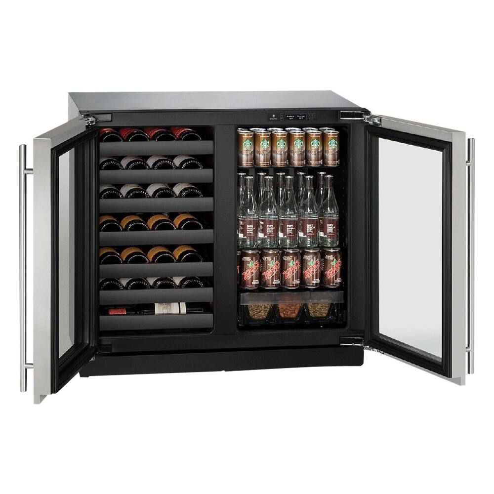 Front. U-Line - Modular 3000 Series 31-Bottle Built-In Wine Refrigerator - Stainless Steel.