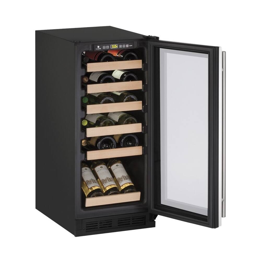 Left View: U-Line - Wine Captain 24-Bottle Wine Cooler - Stainless steel