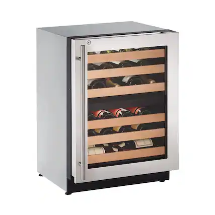 Angle. U-Line - Wine Captain 43-Bottle Wine Cooler - Stainless Steel.